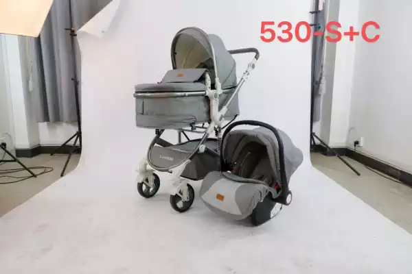 Коляска 2 в 1 LUXMOM 530-S+C, серый